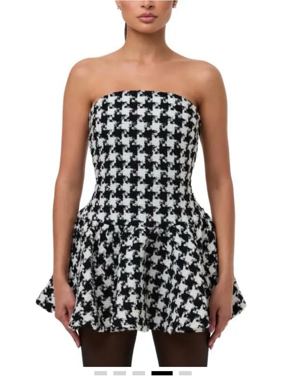 naked wardrobe Black & White Houndstooth Strapless Mini Dress - Picture 6 of 10